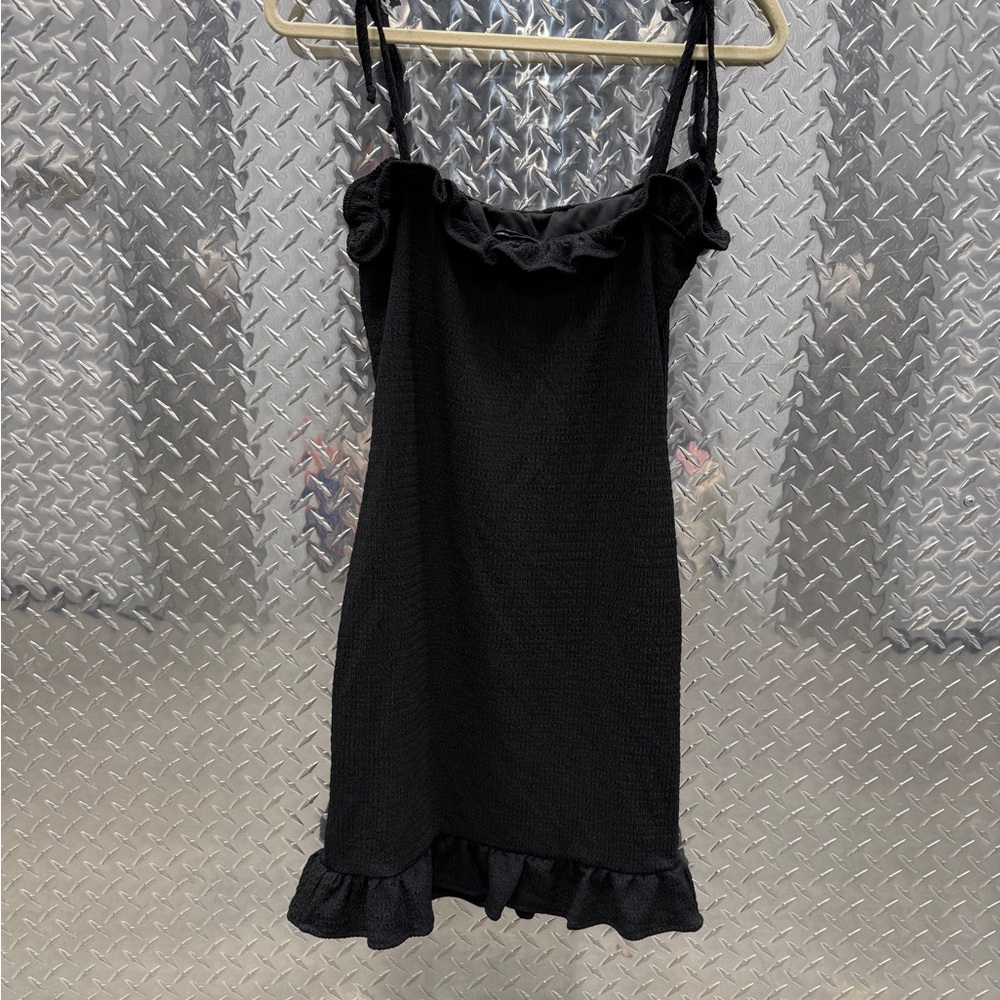 Bebe Black Textured Ruffle Dress - Picture 3 of 3